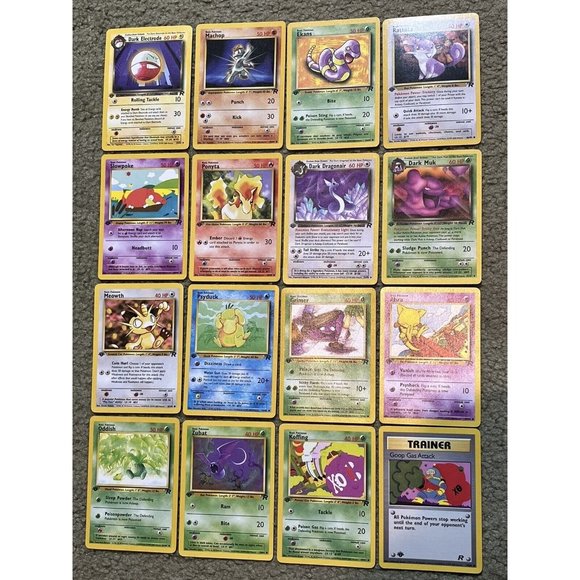 16 - 1st Edition Pokemon Team Rocket Card Lot  Ponyta, Ekans, Rattata, Dark Muk - Picture 1 of 4